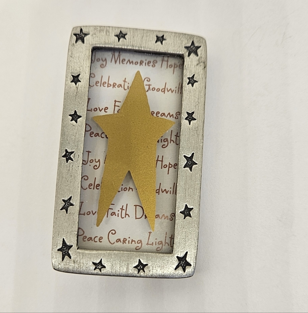Hallmark Shadow Box Pendant Brooch Pin Star Inspirational Words Peace Faith Love